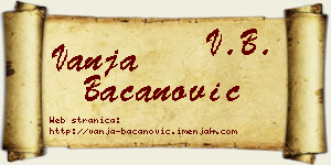 Vanja Bacanović vizit kartica
